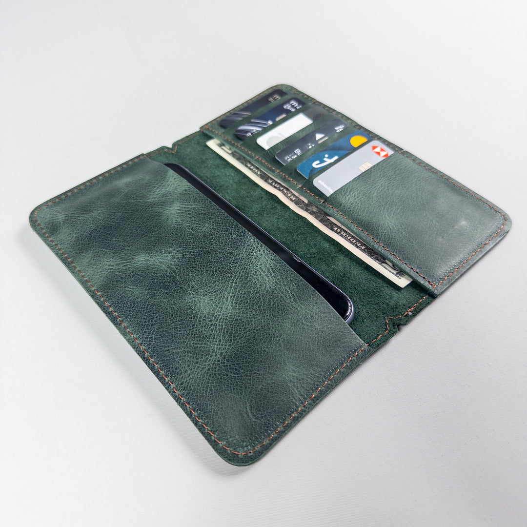 Mentor Leather Telephone Wallet - Green