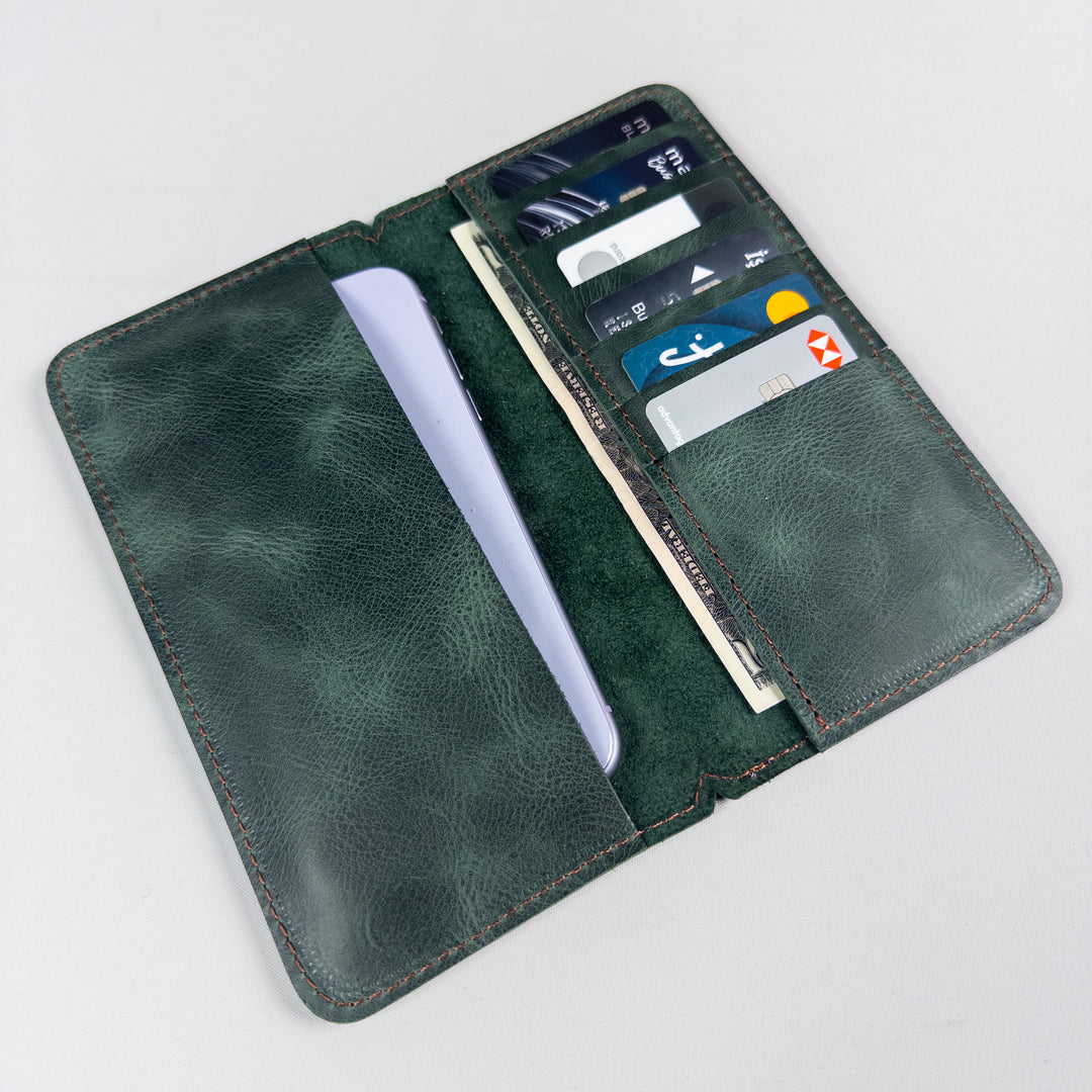 Mentor Leather Telephone Wallet - Green