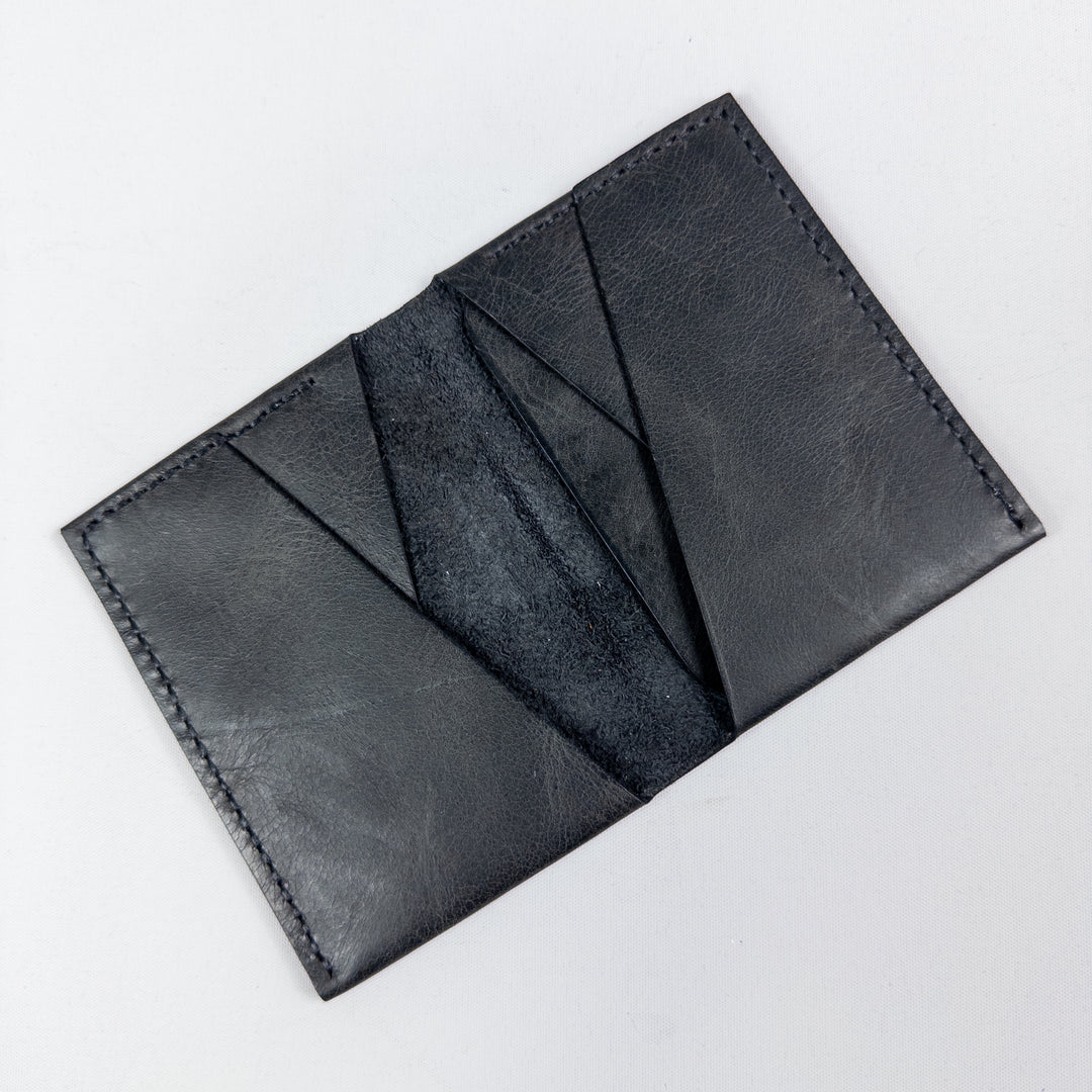 Merlin Slim Leather Card Holder - Dusty Black