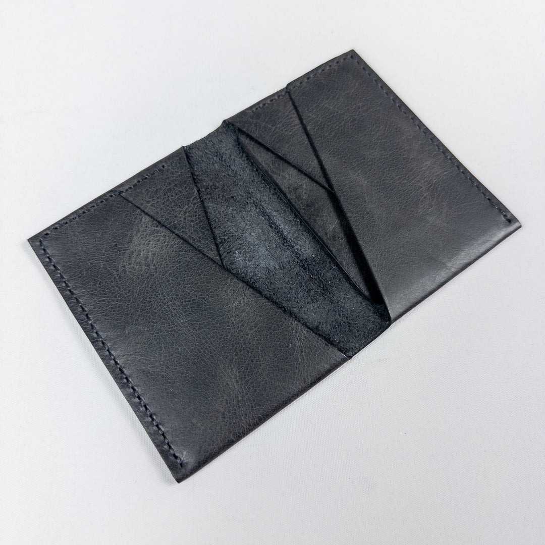 Merlin Slim Leather Card Holder - Dusty Black