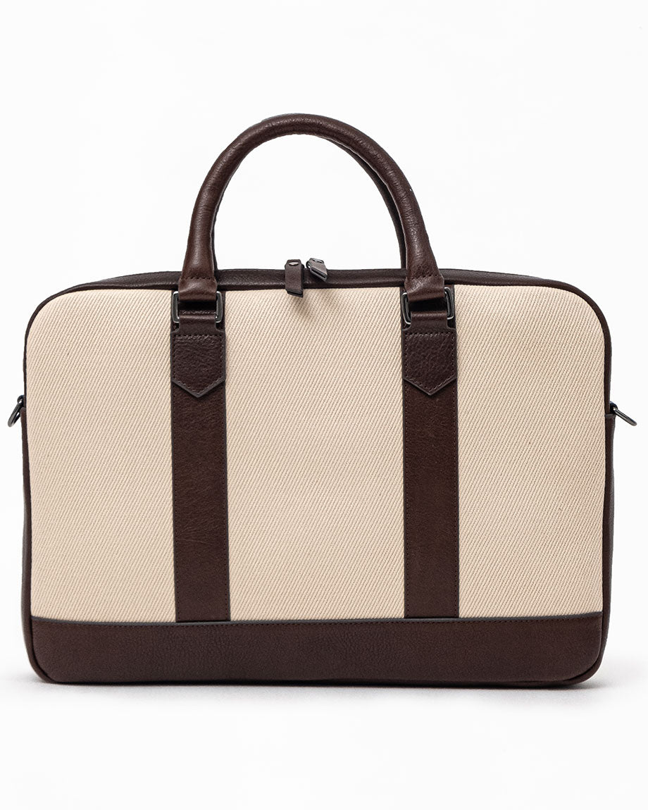 Luke - Leather & Canvas Briefcase