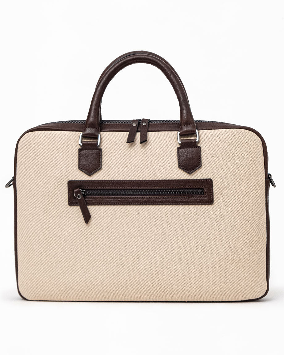 Luke - Leather & Canvas Briefcase