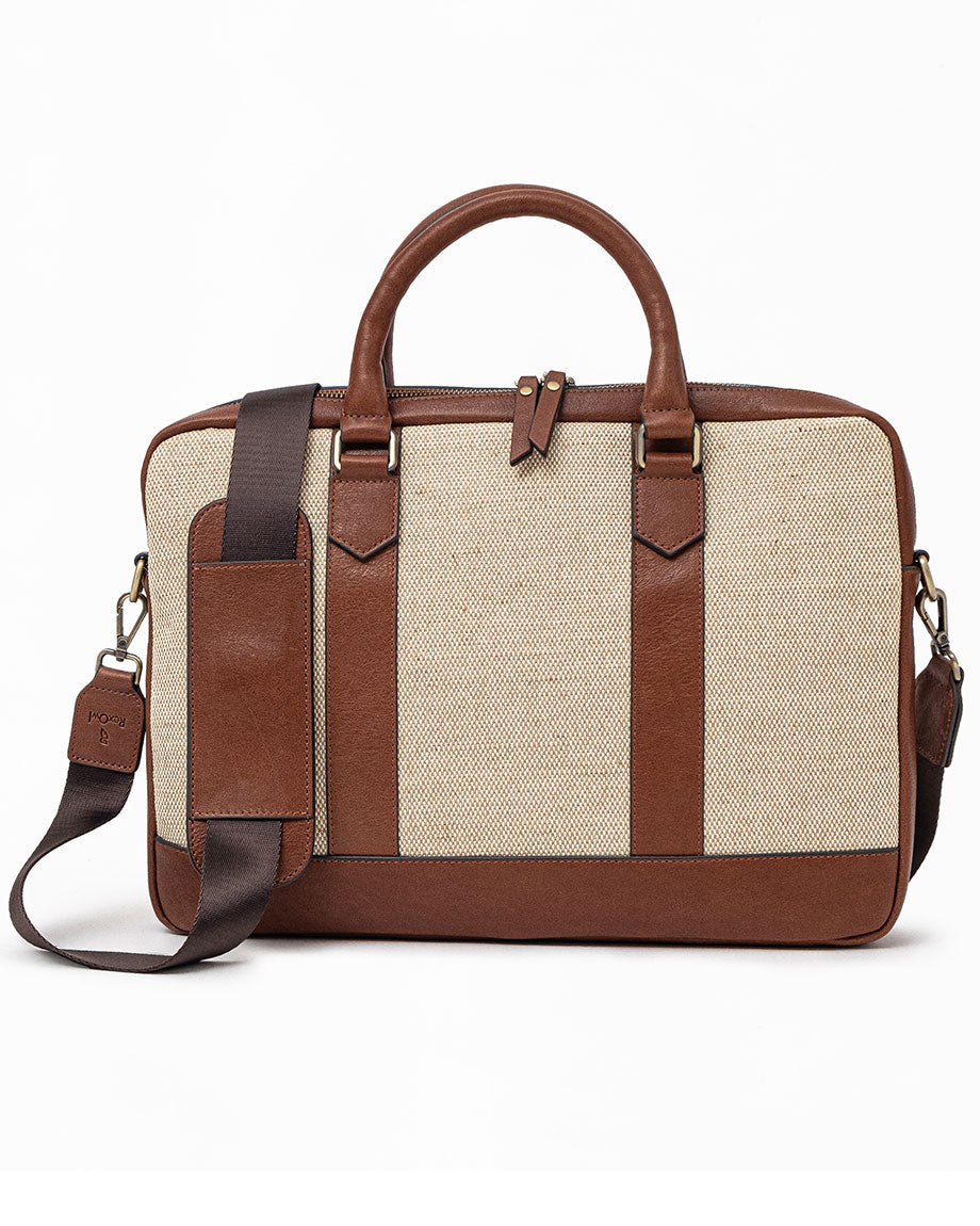 Luke - Leather & Linen Briefcase