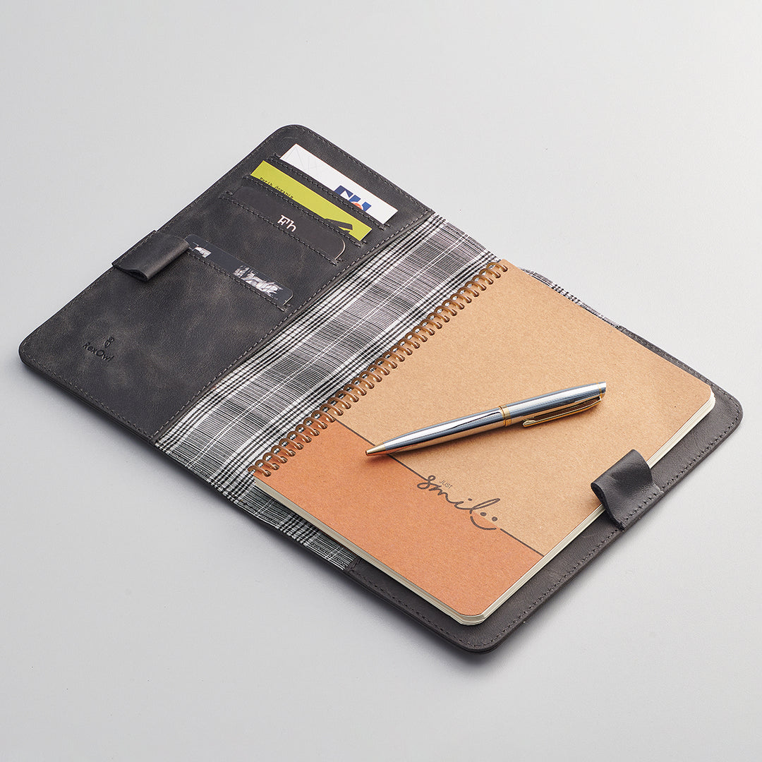Alvin - Leather Notebook Sleeve A5 - Black