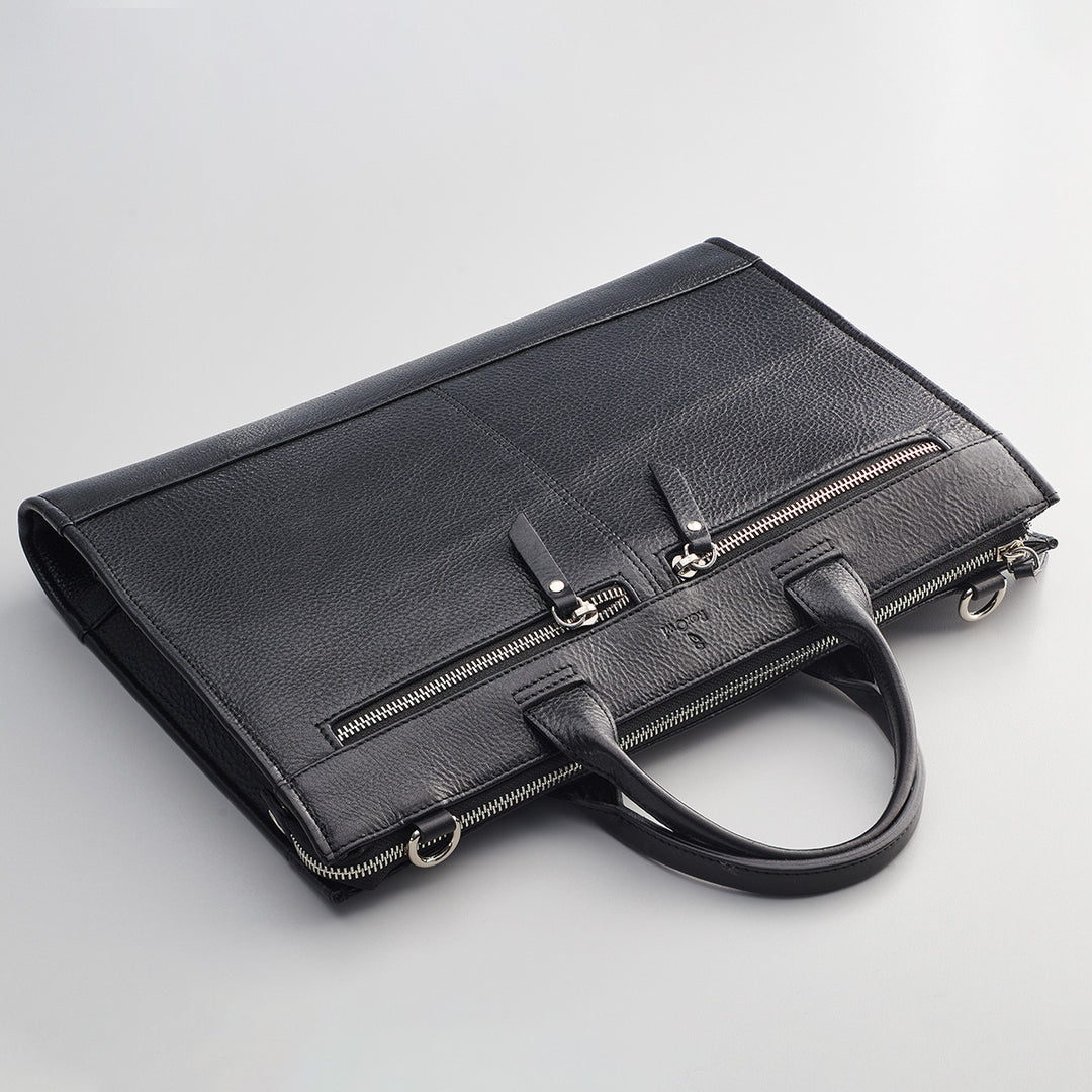 Edwin - Leather Briefcase - Black