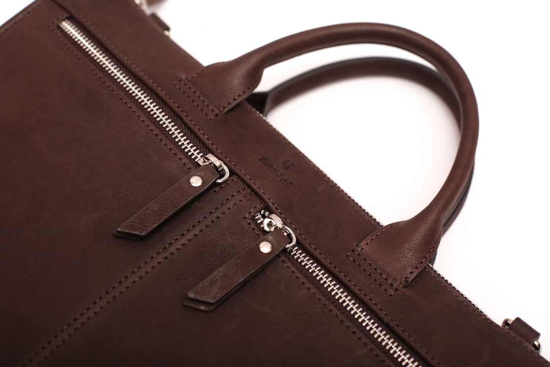 Edwin - Leather Briefcase - Brown