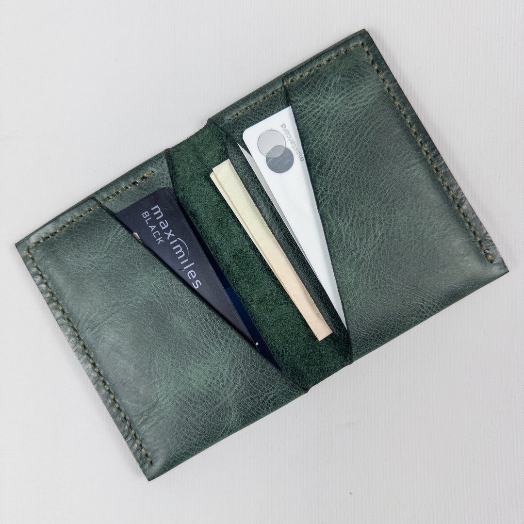 Merlin Slim Leather Card Holder - Green